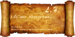 Lámer Hieronima névjegykártya